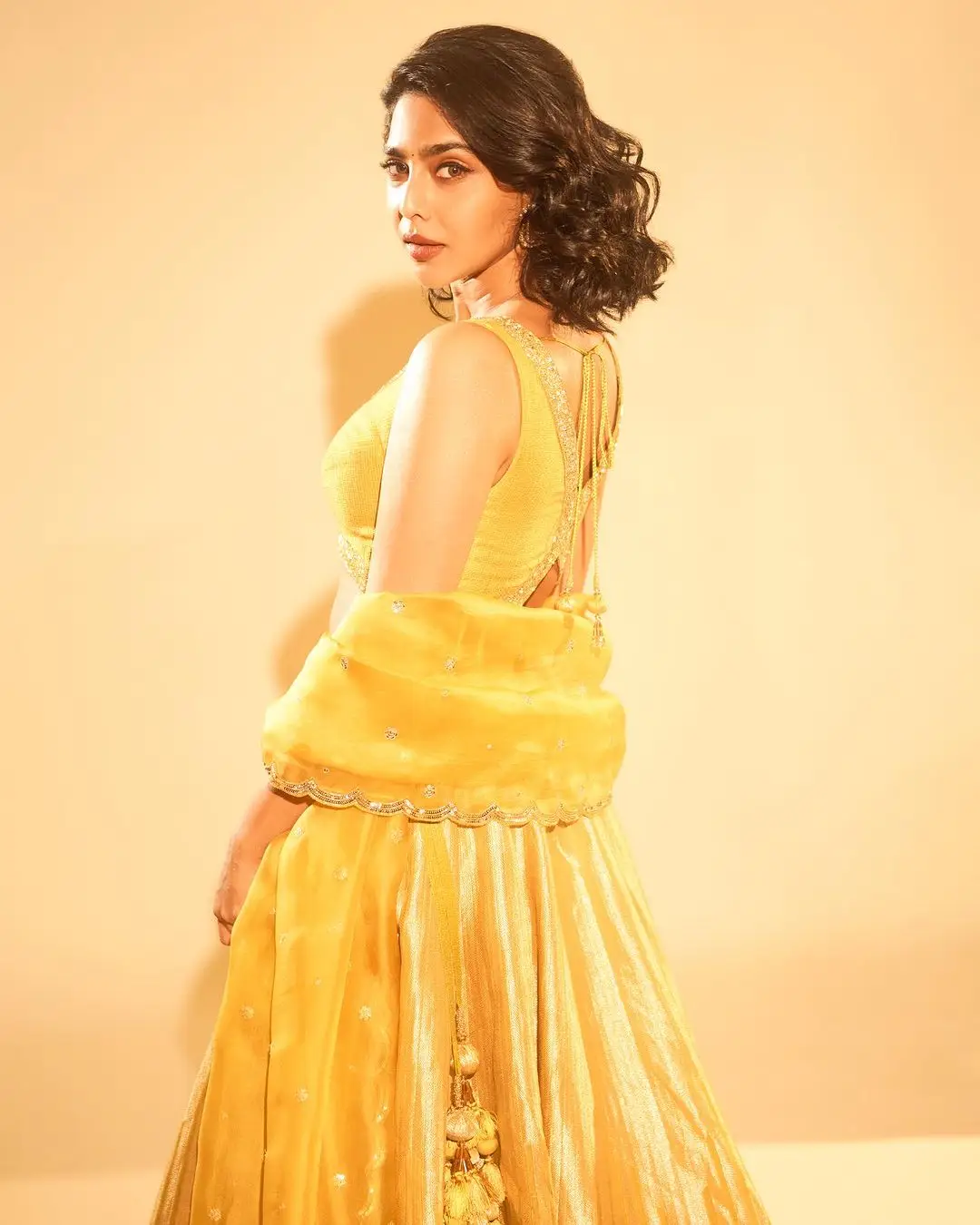 Malayalam Actress Aishwarya Lekshmi in Yellow Lehenga Choli